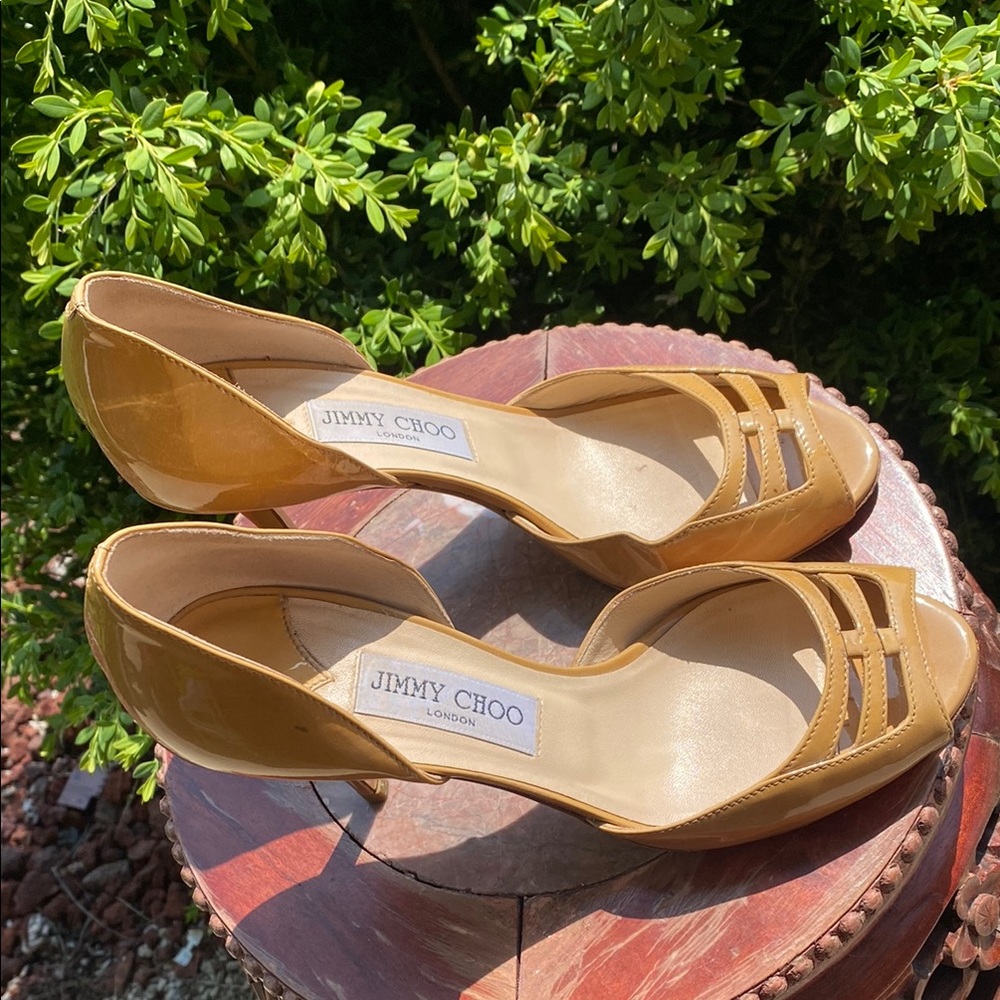 Jimmy Choo Women's Tan Peep-Toe Heels